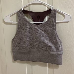ALO yoga racerback brown cut out bra top size small